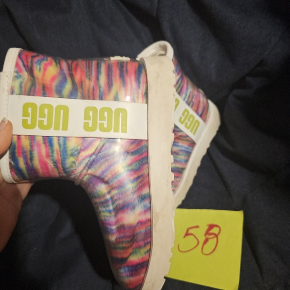 Rainbow Uggs Boots Womens Size 5 Plastic Cover Faux Fur - Picture 5 of 7
